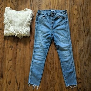 Good American 'Good Waist' High Waisted Fray Jeans